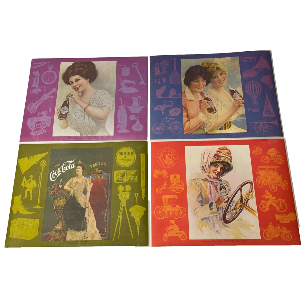 Vintage Coca-Cola Advertising Place Mats Circa 1903-1912 Set of 4 - 16" x 12"